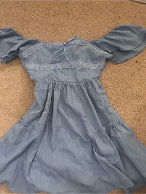 Altar'd State Light Blue Off-Shoulder Smocked Casual Dress